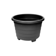 Grosvenor Round Planter 39cm Ebony - Elegant Outdoor Plant Pot 100340012