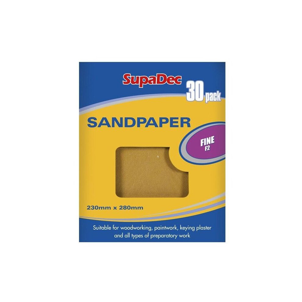 Supadec General Purpose Sandpaper Pack 30 Fine F2 - Gp30f 5017193435781