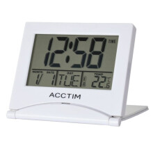 Acctim Mini Flip II Travel LCD Alarm Clock White [15782]
