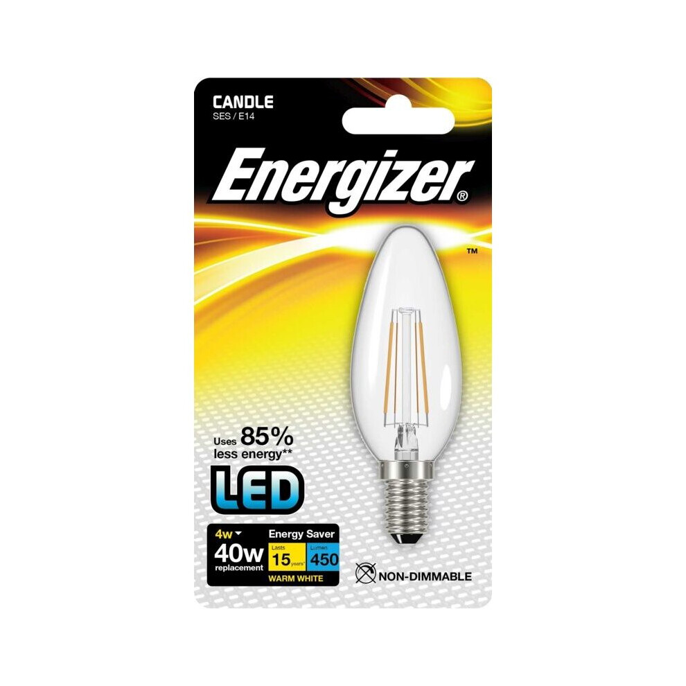 Energizer Filament LED Candle Bulb 470lm E14 Warm White SES 4w [S9030]