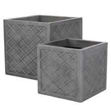 Sankey Lazio 32cm Square Planter Pewter - GN697