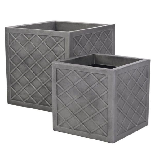 Sankey Lazio 32cm Square Planter Pewter - GN697