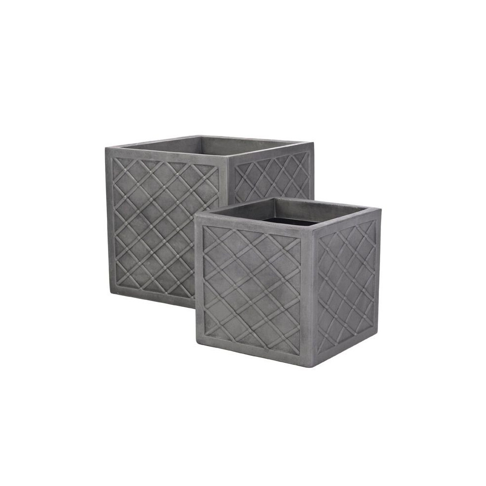 Sankey Lazio 32cm Square Planter Pewter - GN697