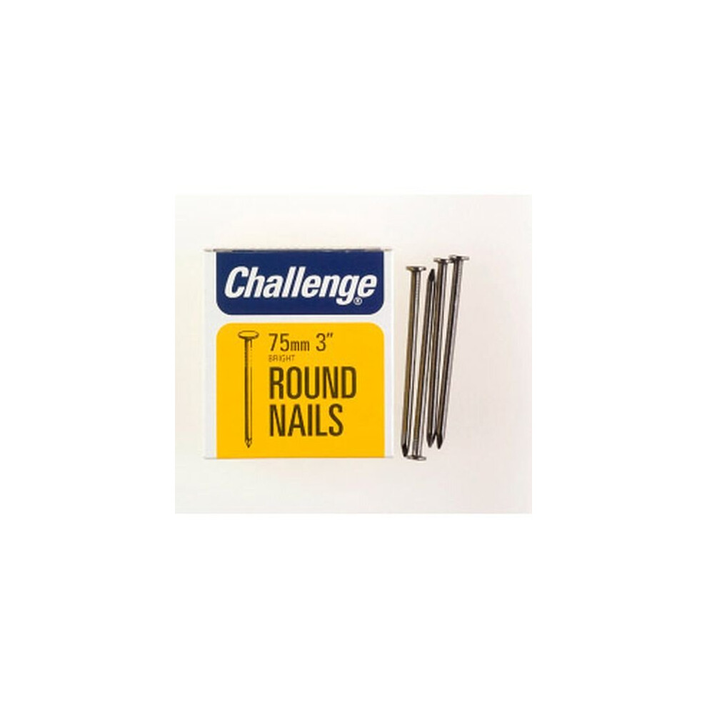 Challenge Round Wire Nails - Bright Steel (Box Pack) 75mm [12010]