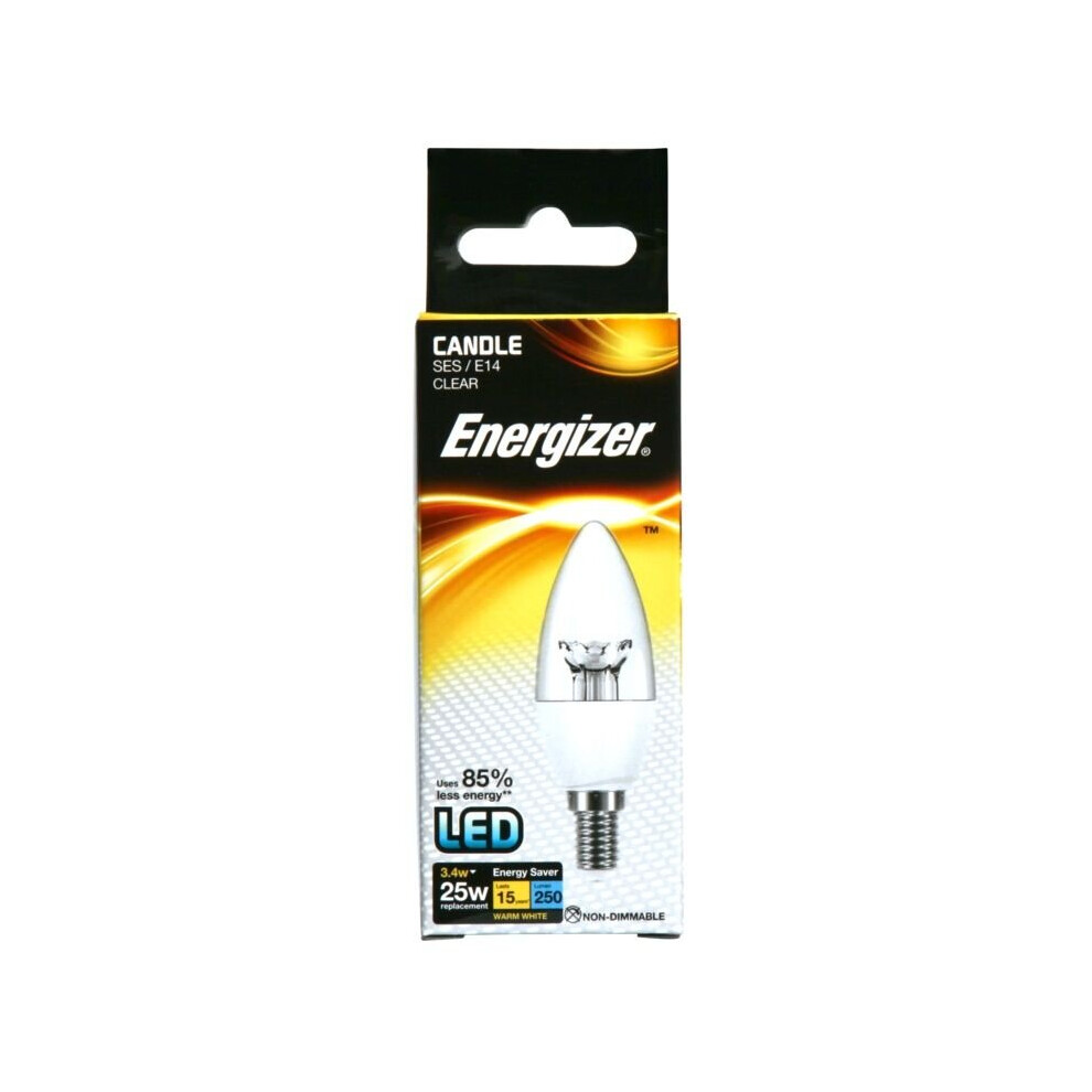 Energizer LED Candle 250lm E14 Clear Warm White SES 3.4w [S8847]