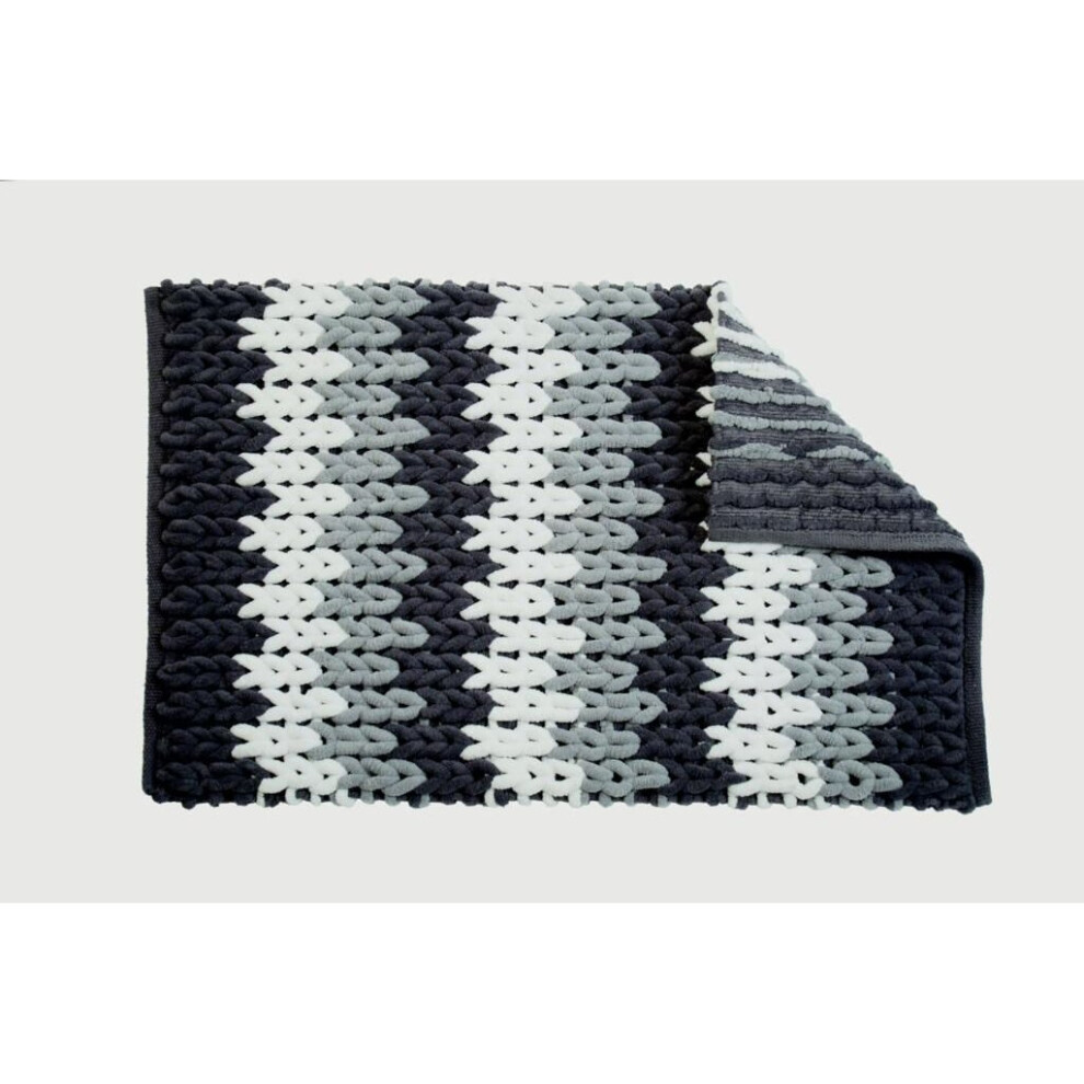 Croydex Grey & White Patterned Bathroom Mat Patterned Textile Bath Mats/Grey White [AN170131]-image-OPC-P6926F9-NEW
