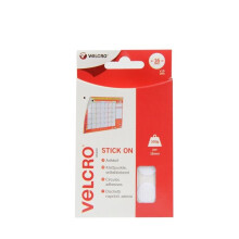 VELCROÃÂ® Brand Stick On Coins 16mm x 16 Sets White [60227]