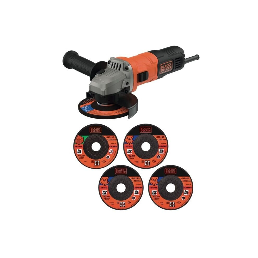 Black & Decker 710w Angle Grinder & 5 Discs  [BEG010A5-GB]