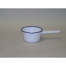 Falcon 14cm White Enamel Milk Pan White Blue Rim [54214WH]