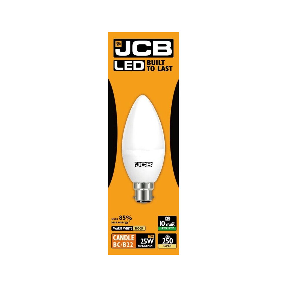 JCB LED Candle 250lm Opal 3w B22 2700k - S10976