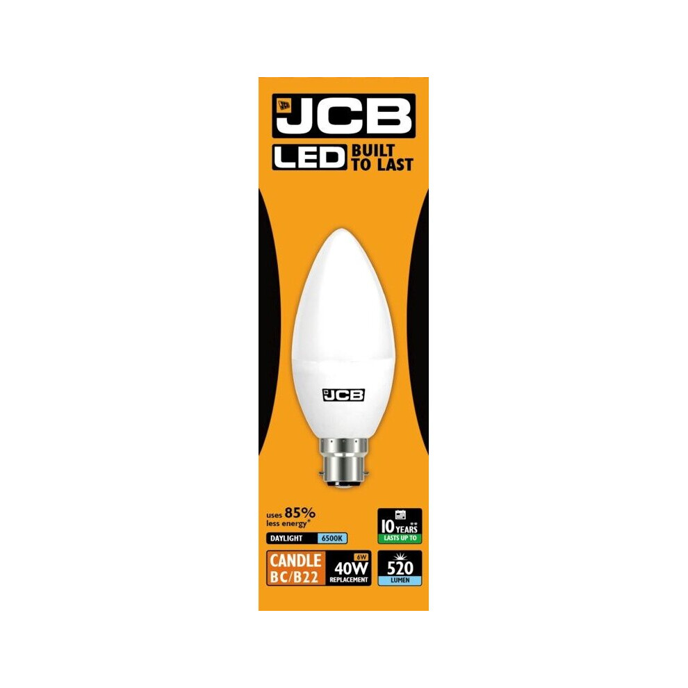 JCB LED Candle 470lm Opal 6w B22 6500k [S10979]