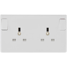 Nexus 2 Gang White Round Edge Single Pole Switched Socket 13a [MWA 822-01]