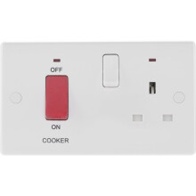 Nexus White Round Edge Cooker Control Unit 45a with 13a Socket & LED [MWA 870-01]