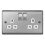 BG 13a 2 Gang Switch Socket Brushed Steel With White Inserts [NBS22W] 1
