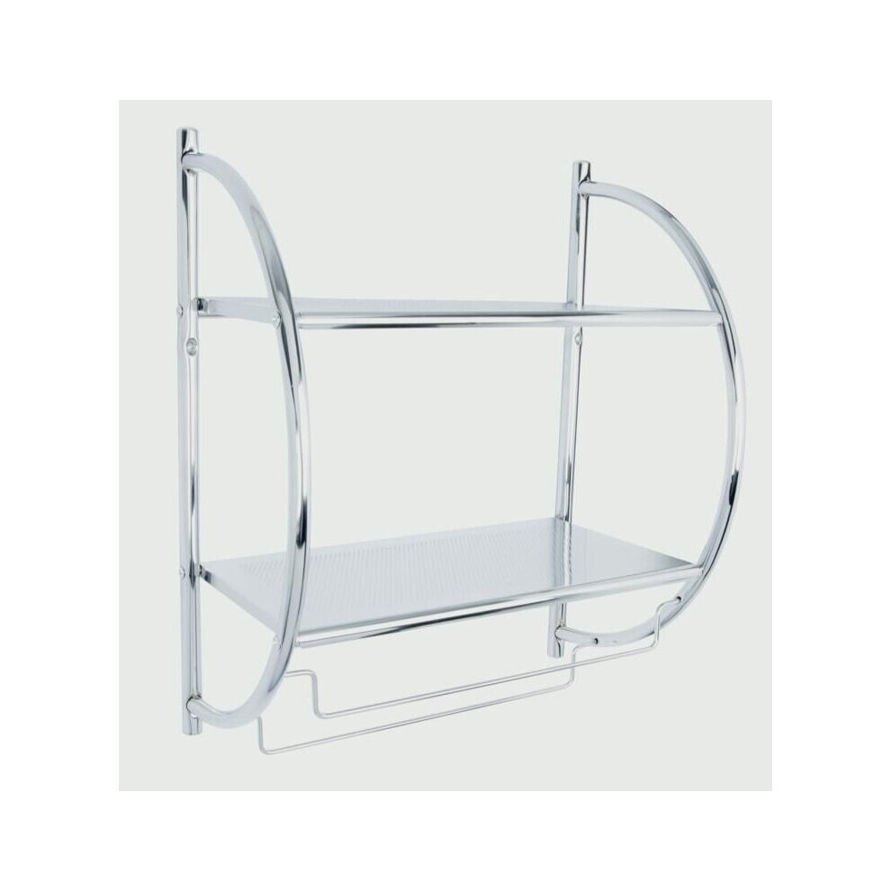 Croydex Wall Mounted Curved Shelf/Towel Rack Mild Steel/Chrome finish [QM262041]