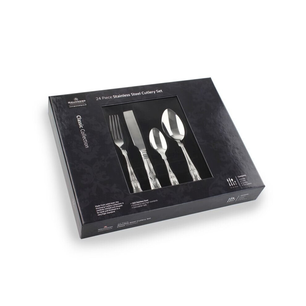 Grunwerg 24 Piece Cutlery Set Kings [24BXKGR]