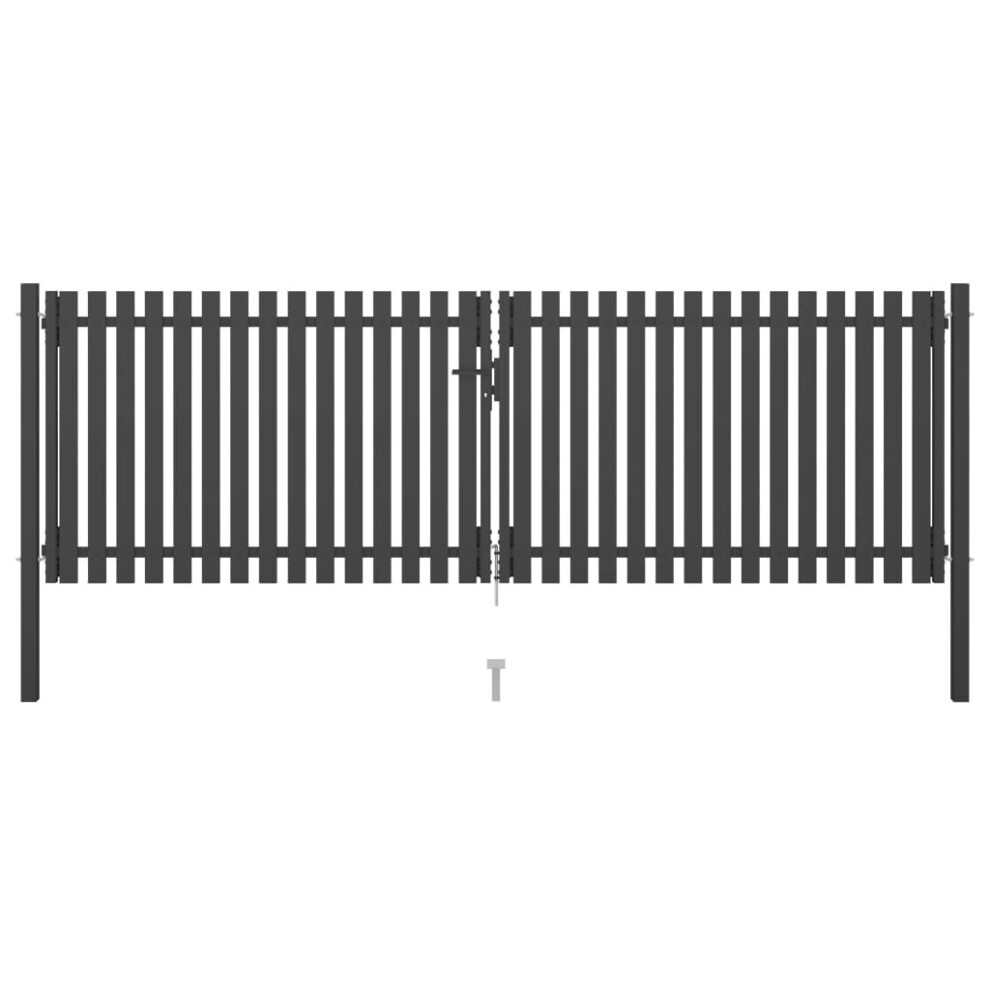 vidaXL Garden Fence Gate Steel 4x1.5m Anthracite Barrier Border Drive Gate