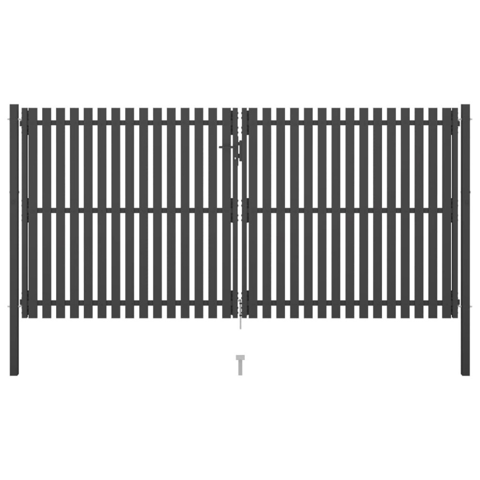 vidaXL Garden Fence Gate Steel 4x2.25m Anthracite Barrier Border Drive Gate