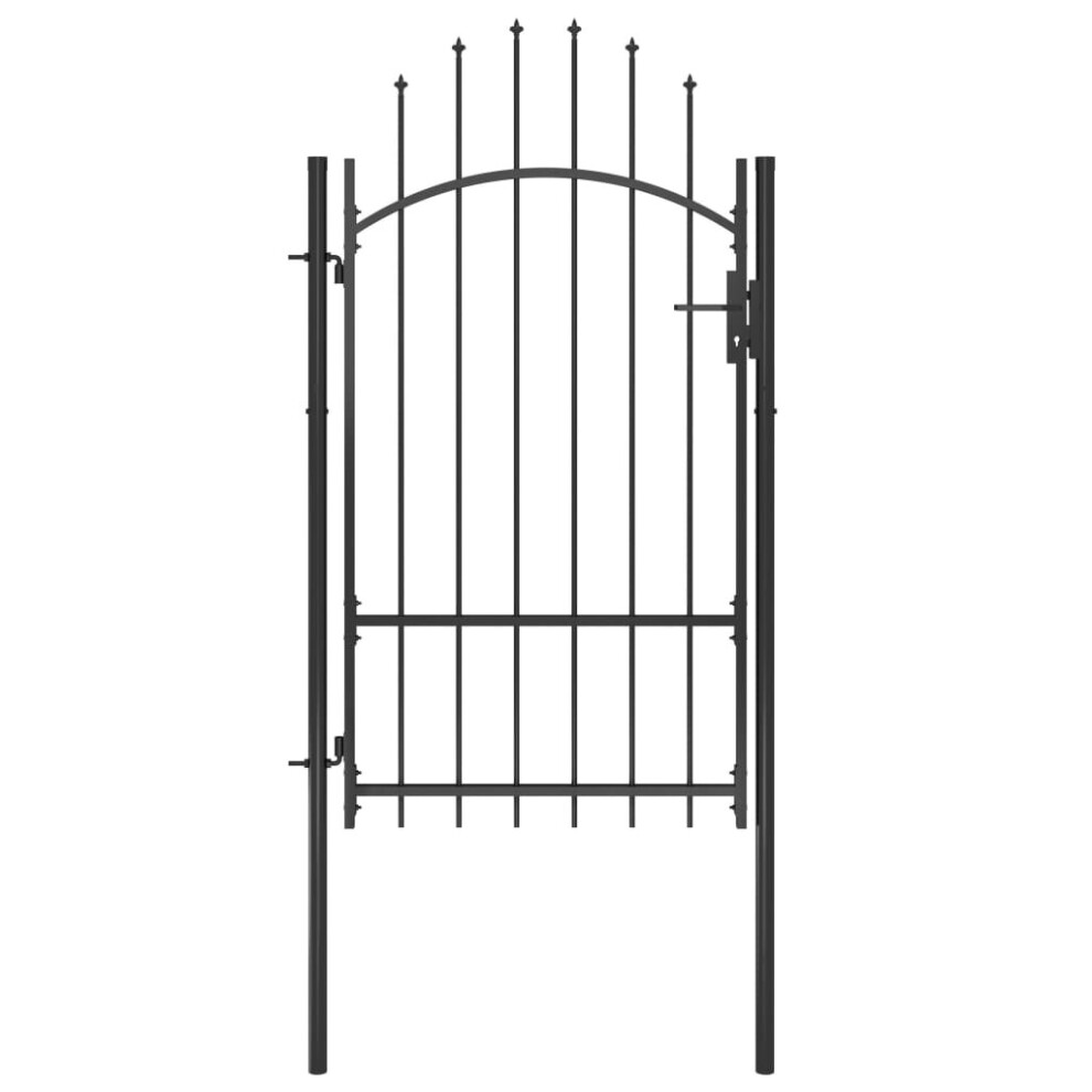 vidaXL Garden Gate Steel 1x2.2m Black Garden Barrier Patio Fencing Panel Wall