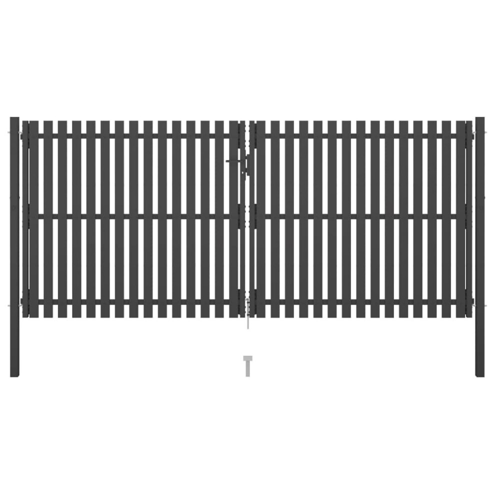 vidaXL Garden Fence Gate Steel 4x2m Anthracite Patio Barrier Border Drive Gate