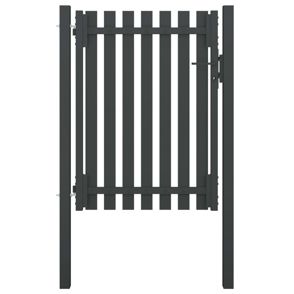 vidaXL Garden Fence Gate Steel 1x1.7m Anthracite Patio Barrier Drive Gate