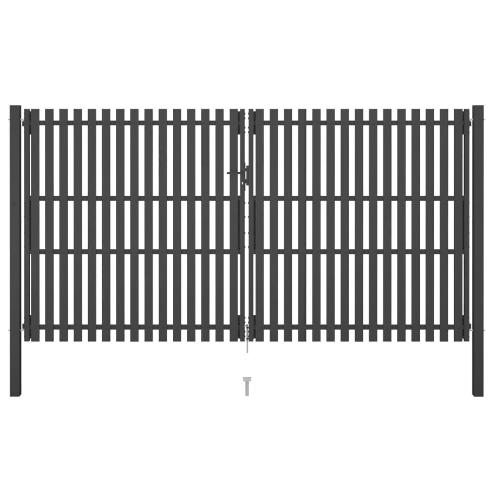 vidaXL Garden Fence Gate Steel 4x2.5m Anthracite Barrier Border Drive Gate