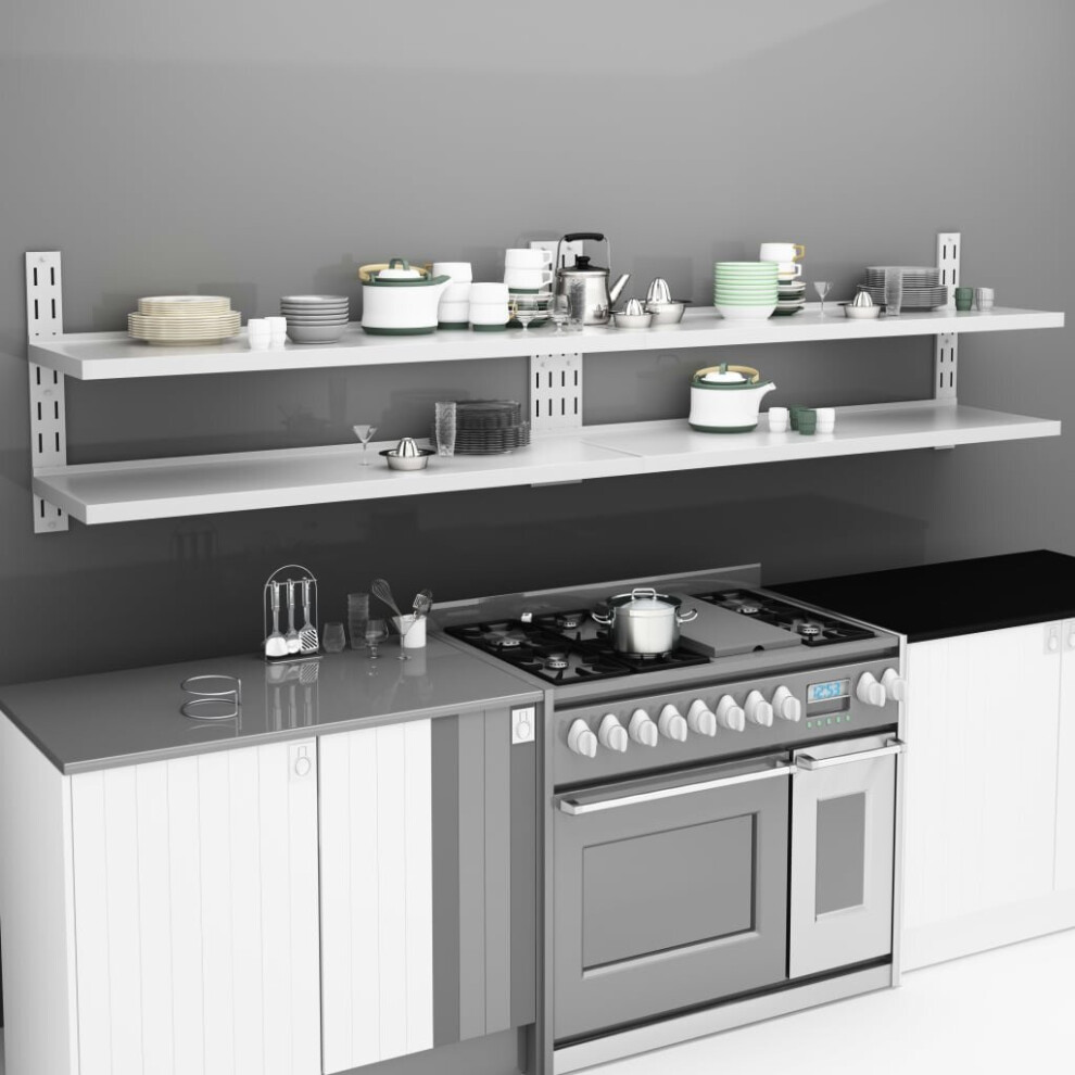 Vidaxl 2X 2-Tier Floating Wall Shelves Stainless Steel Wall Mounted Shelf