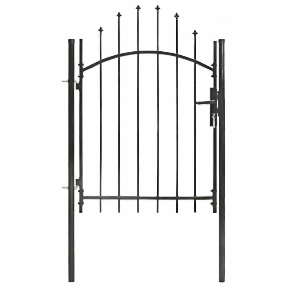 vidaXL Garden Gate with Arched Top Steel 1x1.75m Black Outdoor Barrier Door