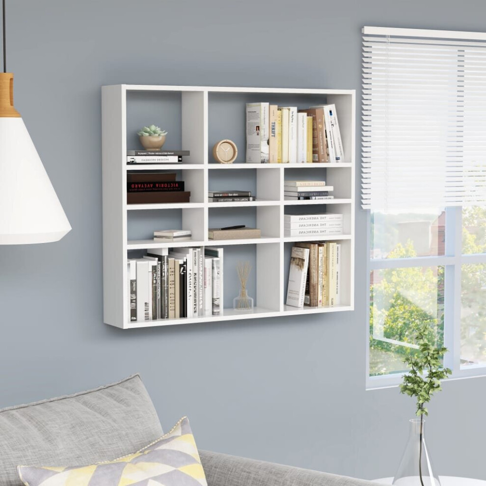 vidaXL Wall Shelf White Engineered Wood Bedroom Indoor Office Floating Rack