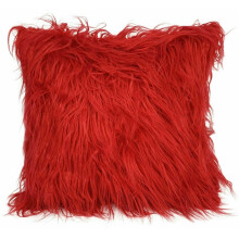 (Red, 21"x21" filled cushion) SET OF 4 large cushions Shaggy faux fur FILLED