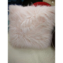 (Soft Pink, 17"x17" filled cushion) SET OF 4 large cushions Shaggy faux fur FILLED