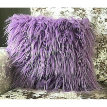 (Purple, 21"x21" filled cushion) SET OF 4 large cushions Shaggy faux fur FILLED