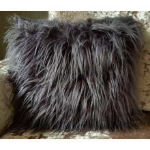 (Grey, 21"x21" filled cushion) SET OF 4 large cushions Shaggy faux fur FILLED