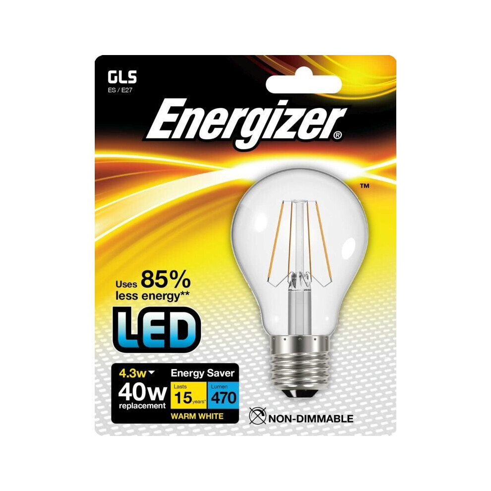 Energizer Filament Led Gls 470Lm E27 Warm Es 4.3W [S9024] White