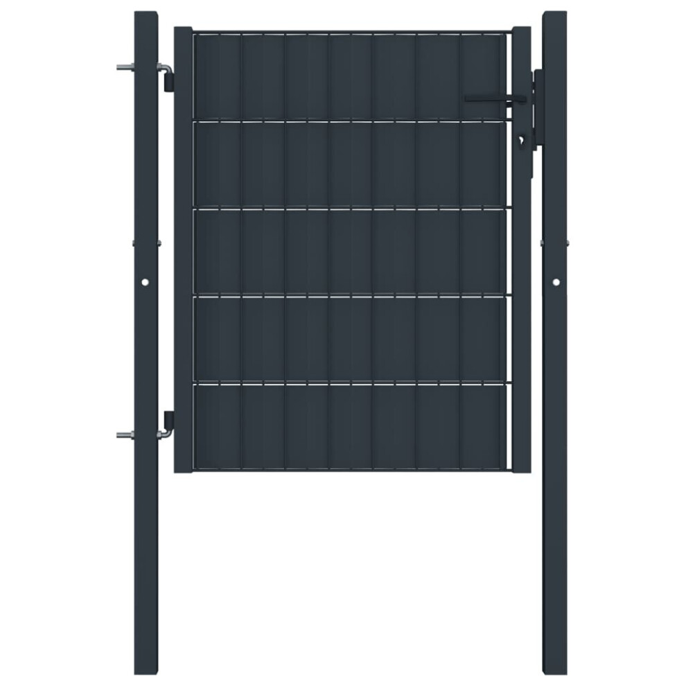 vidaXL Fence Gate PVC and Steel 100x101cm Anthracite Garden Yard Entrance Door