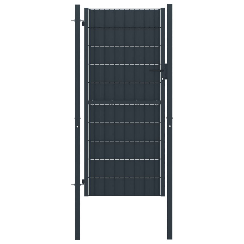 vidaXL Fence Gate PVC and Steel 100x204cm Anthracite Garden Patio Entrance