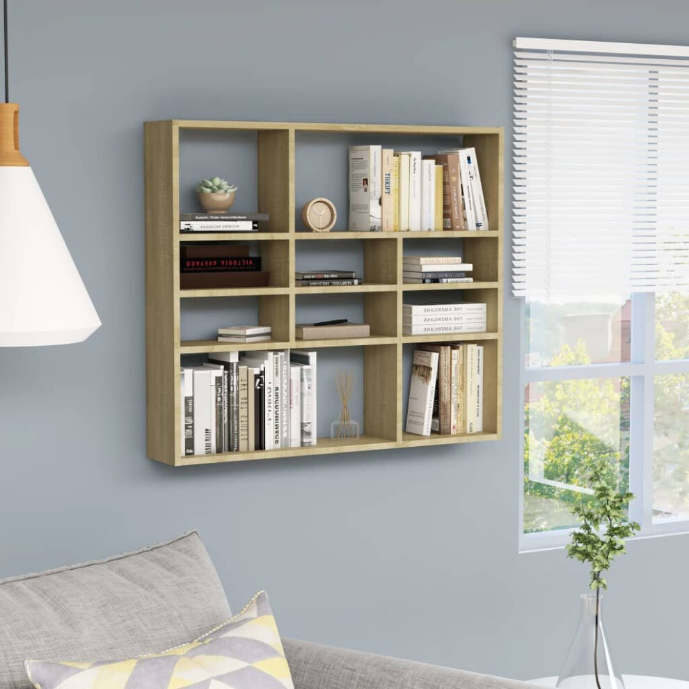 vidaXL Wall Shelf Sonoma Oak Engineered Wood Living Room Floating Wall Rack