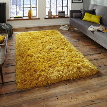 (120x170cm) Polar PL95 Rugs in Yellow Modern Thick Hand Tufted Shaggy Deep Soft Mats