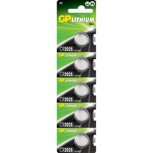 GP-Knopfzellenbatterie, Lithium, CR2025, 5er-Pack