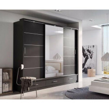 (Black Matt) Arti 1 - 3 Sliding Door Wardrobe 250cm
