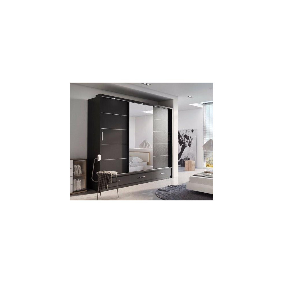 (Black Matt) Arti 1 - 3 Sliding Door Wardrobe 250cm