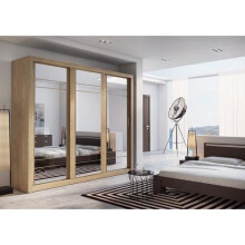 (Oak Shetland) Arti 2 - 3 Sliding Door Wardrobe 250cm