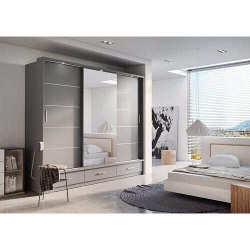 Arthauss (Grey Matt) Arti 1 - 3 Sliding Door Wardrobe 250cm