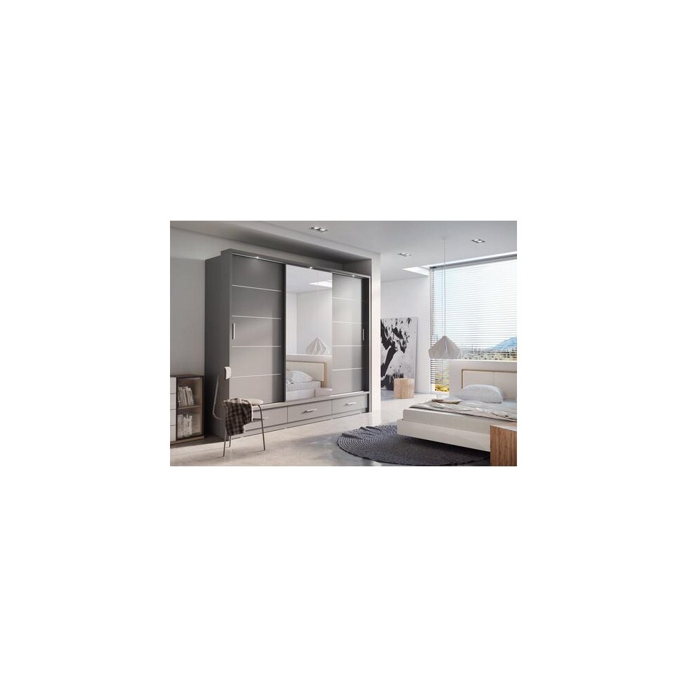 Arthauss ( Matt) Arti 1 - 3 Sliding Door Wardrobe 250Cm Grey