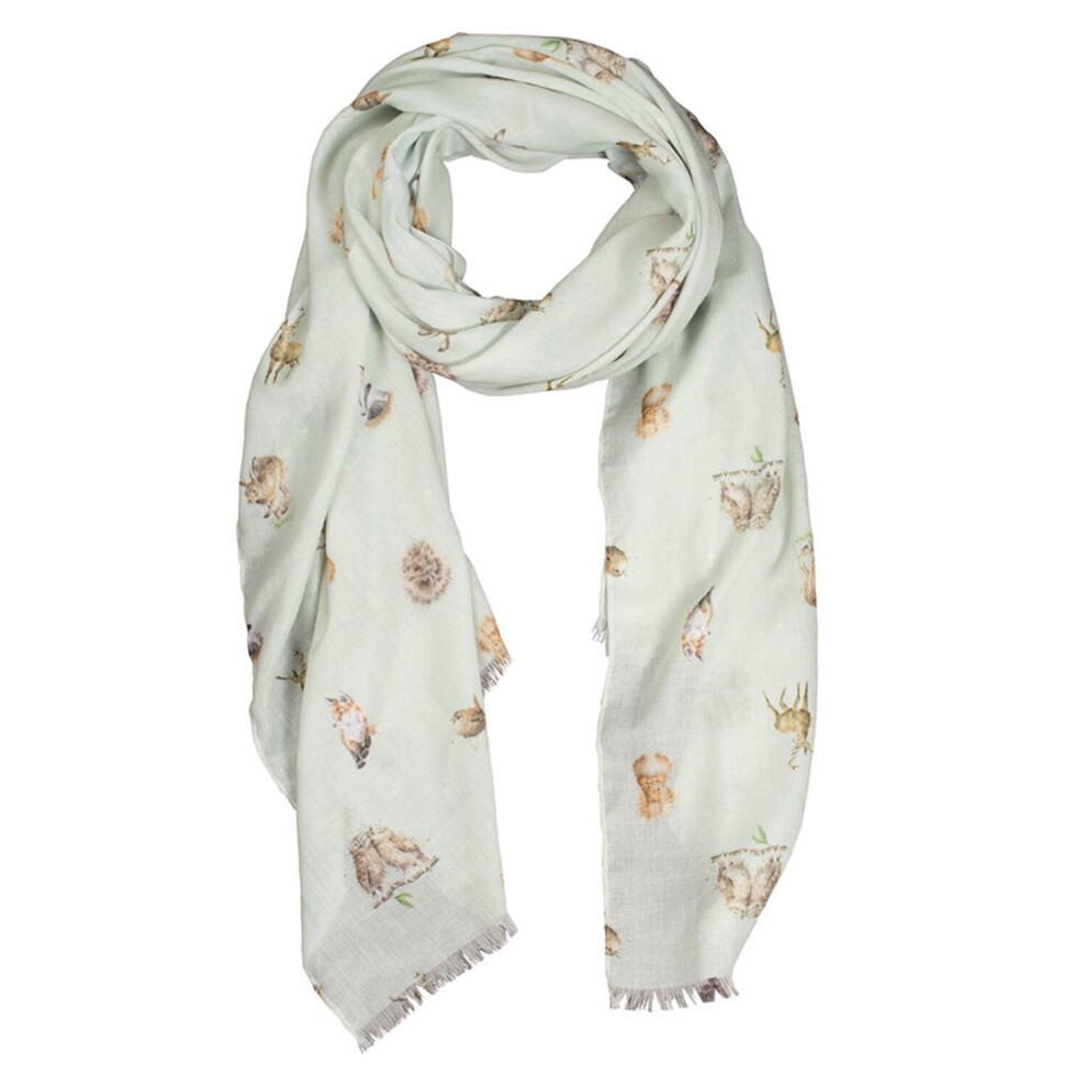Wrendale Designs Green Woodlanders Design Scarf- Decorative Gift Ideas for Women - Image 3