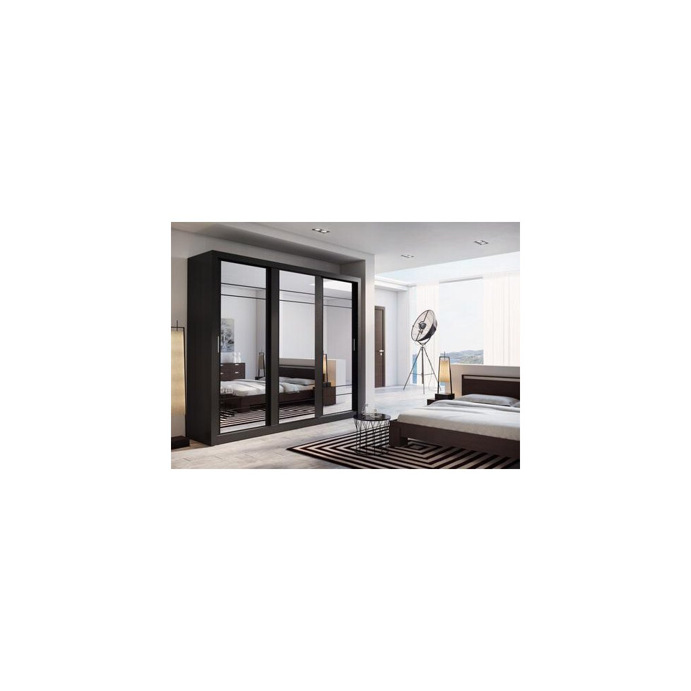 Arthauss ( Matt) Arti 2 - 3 Sliding Door Wardrobe 250Cm Black