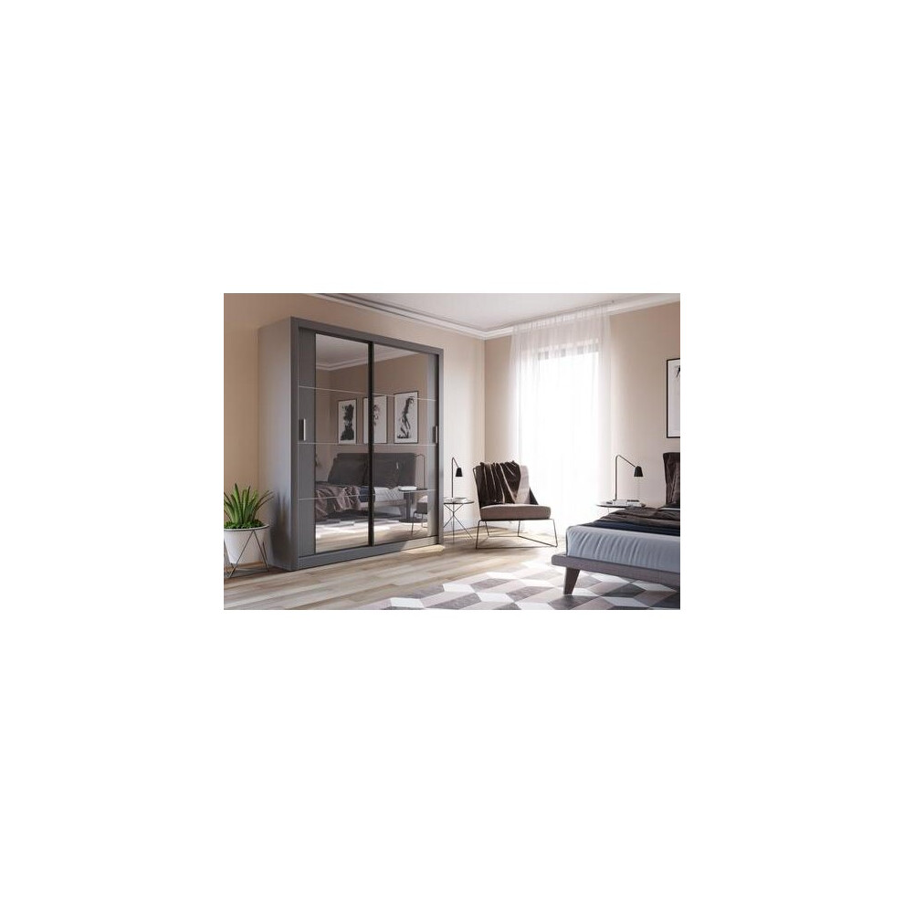 Arthauss ( Matt) Arti 3 - 2 Sliding Door Wardrobe 181Cm Grey