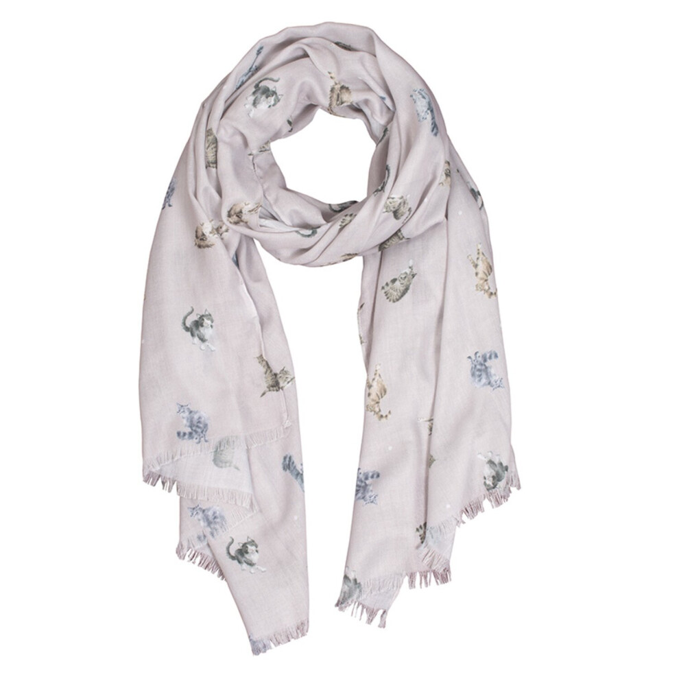 Wrendale Designs Scarf - Glamour Puss In Brushed Taupe Colour Multicoloured