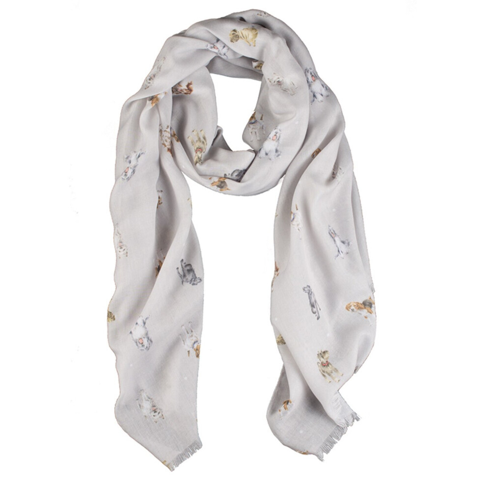 Wrendale Designs Scarf - A Dog's Life in Wild Truffle colour