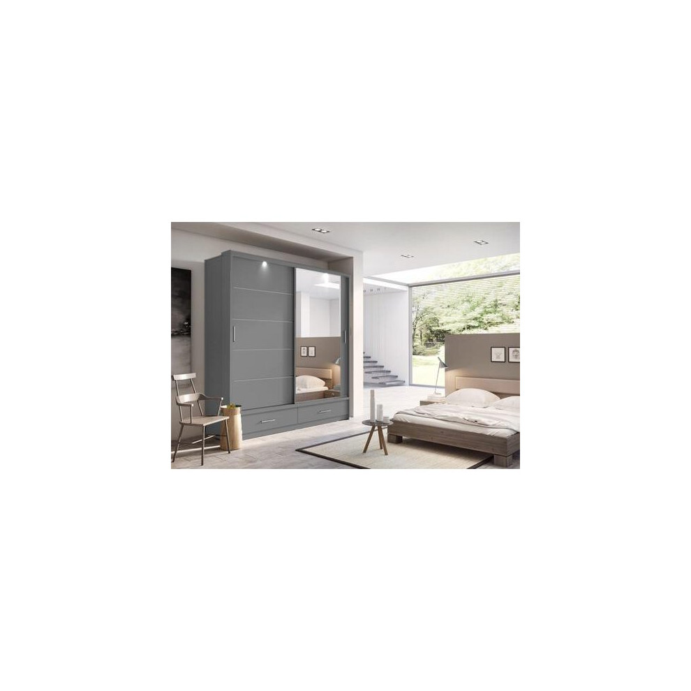 (Grey Matt) Arti 5 - 2 Sliding Door Wardrobe 200cm